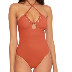 Becca Pucker Up Candice One Piece Swimsuit small nwt ginger